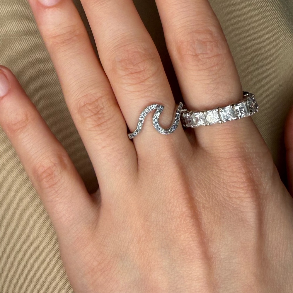 Sterling Silver Disney Moana inspired Wave Pavé Ring